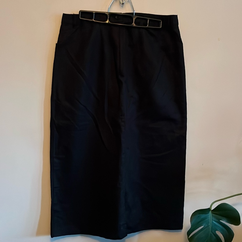 Black Linen and Cotton Midi Skirt
